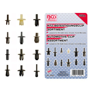 BGS Assortiment de clips de fixation automobiles pour VW, Audi, Volvo, Chrysler, Ford & Mercedes-Benz 350 pièces