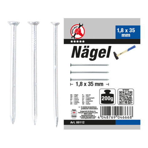 BGS Assortiment de clous 200 g 1,8 x 35 mm