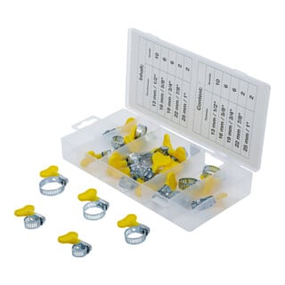 BGS Assortiment de colliers avec écrou papillon 26 pièces