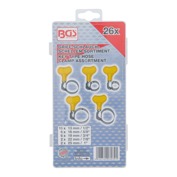 BGS Assortiment de colliers avec écrou papillon 26 pièces