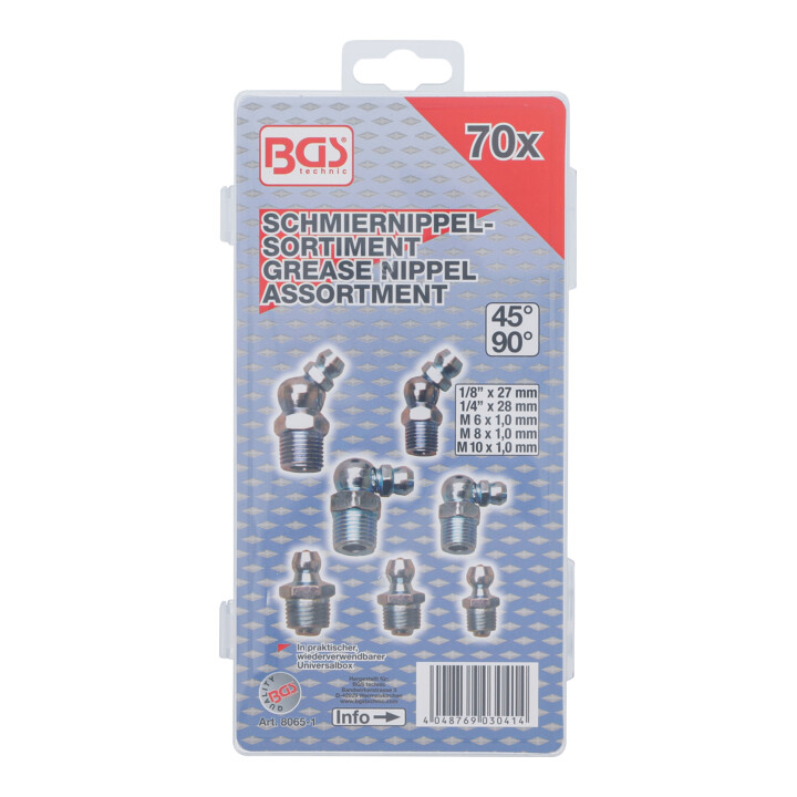 BGS Assortiment de graisseurs métriques/pouce 70 pièces