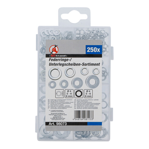 BGS Assortiment de ressorts et rondelles, Ø 4 - 8 mm, 250 pièces