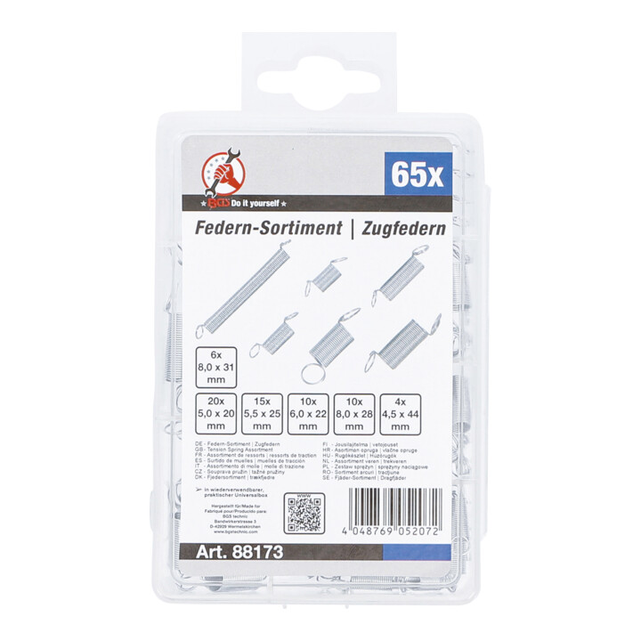 BGS Assortiment de ressorts ressorts de traction 65 pièces