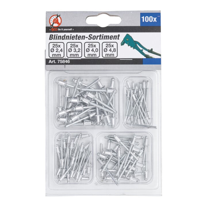 BGS Assortiment de rivets pop Ø 2,4 - 4,8 mm 100 pièces