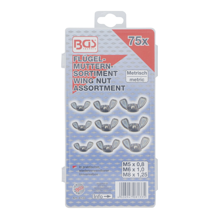 BGS Assortiment d’écrous-papillons 75 pièces