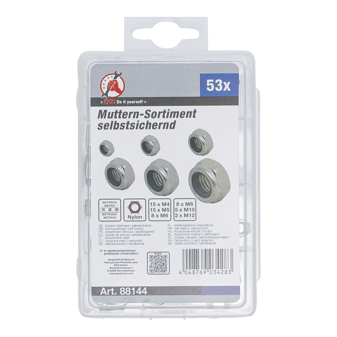 BGS Assortiment moeren | zelfborgend | metrisch | M4 - M12 | 53-dlg.