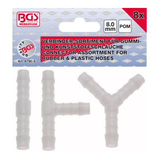 BGS Assortimenten slangverbinders | brandstofbestendig | 8 mm | 8-dlg.