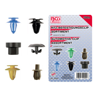 BGS Assortimento clip di fissaggio per Opel, 300pz.