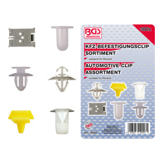 BGS Assortimento clip di fissaggio per Renault, 300pz.