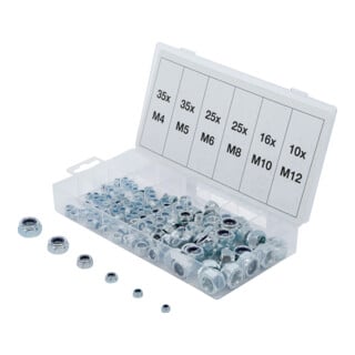 BGS Assortimento dadi esagonali, autobloccanti, 146 pz.