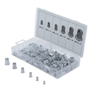 BGS Assortimento di dadi per rivetti in alluminio, 150pz.