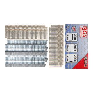 BGS Assortimento di graffe, bulloni e chiodi, 600pz.