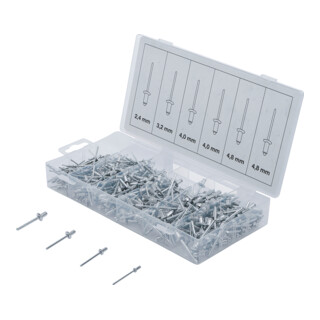BGS Assortimento di rivetti ciechi alluminio 2,4 - 4,8mm, 400pz.