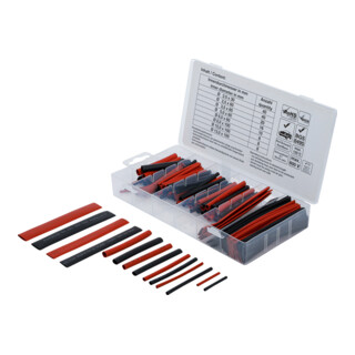 BGS Assortimento manicotti termorestringenti, rossi / neri, 150pz.