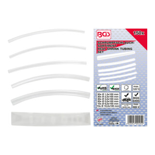 BGS Assortimento manicotti termorestringenti, trasparente, 150pz.