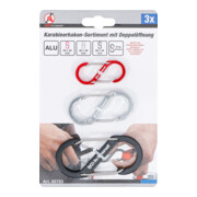 BGS Assortiments de crochets à mousqueton à double ouverture aluminium 3 pièces-5