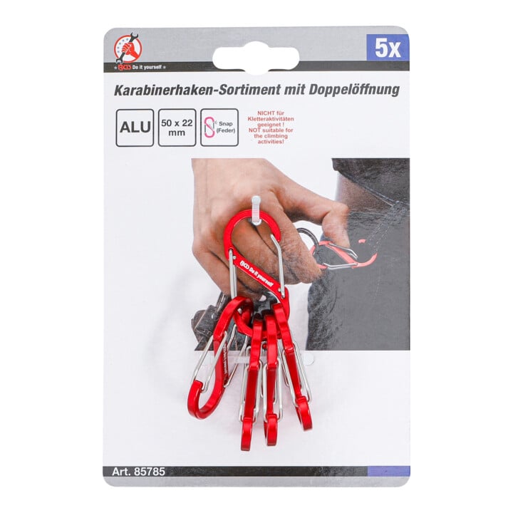 BGS Assortiments de crochets à mousqueton à double ouverture aluminium 5 pièces