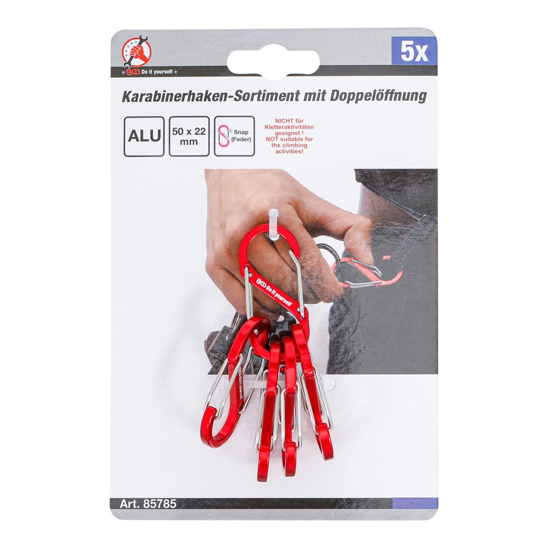 BGS Assortiments de crochets à mousqueton à double ouverture aluminium 5 pièces