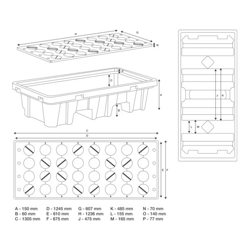 BGS Bac de collecte d’huile avec grille pour 2 fûts de 200 l