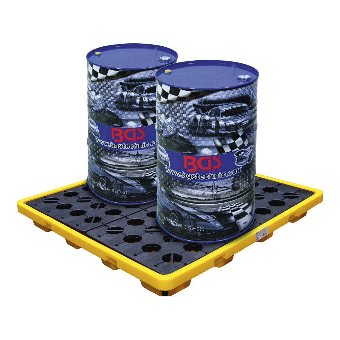 BGS Bac de collecte d’huile avec grille pour 4 fûts de 200 l
