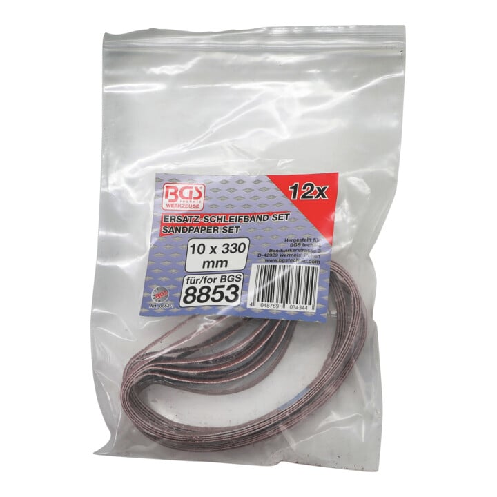 BGS Bande à poncer 10 mm x 330 mm 12 pièces pour art. 8853