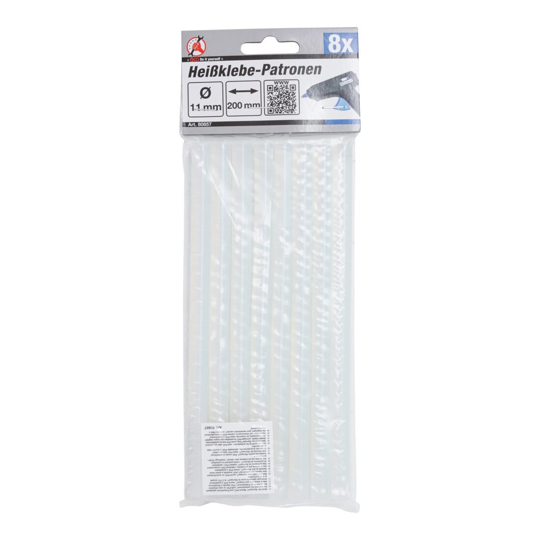 BGS Bâtonnets de colle chaude transparent Ø 11 mm, 200 mm 8 pièces