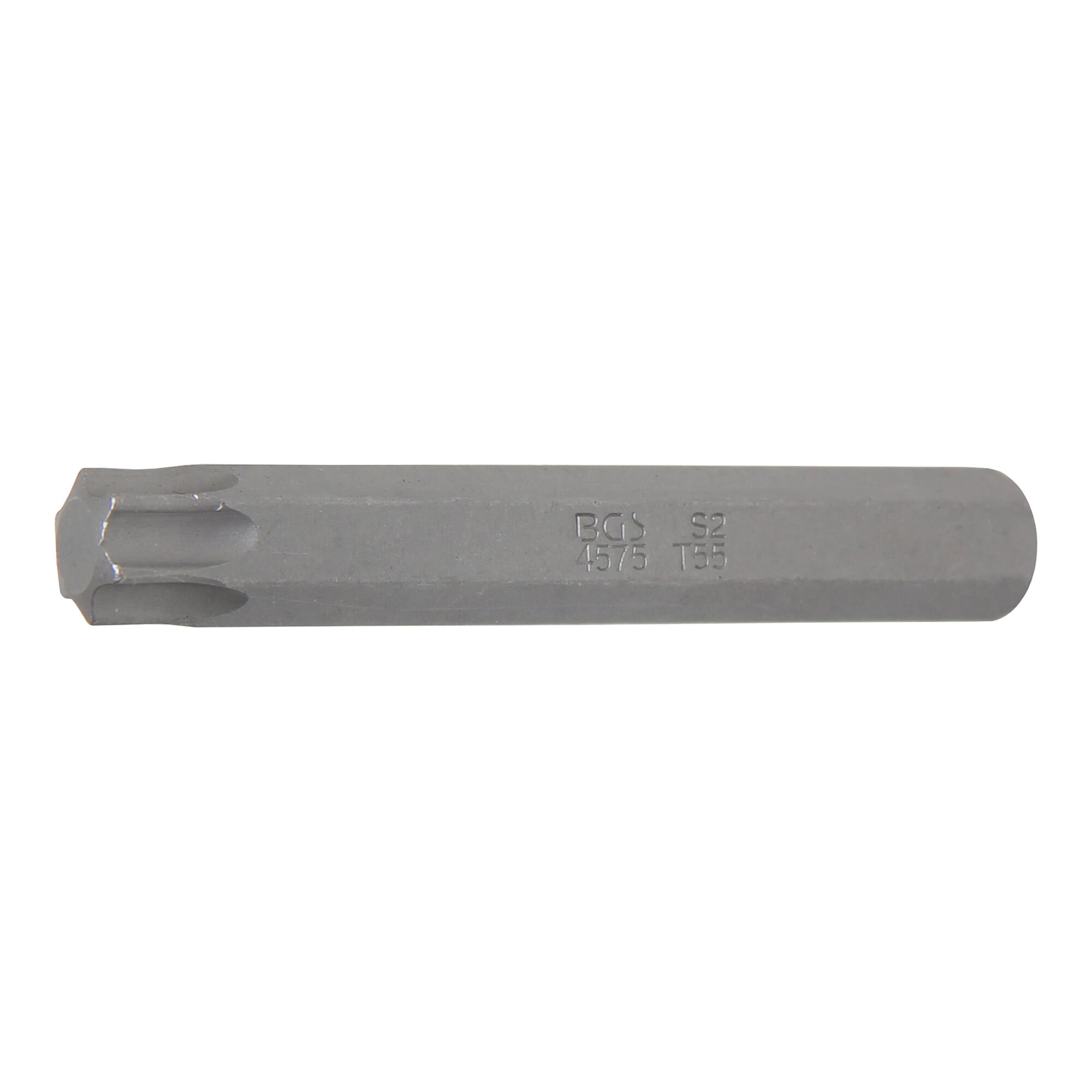BGS Bit 4575, Länge 75 mm, Antrieb Außensechskant 10 mm (3/8"), T-Profil (für TX) T55 ; BGS technic