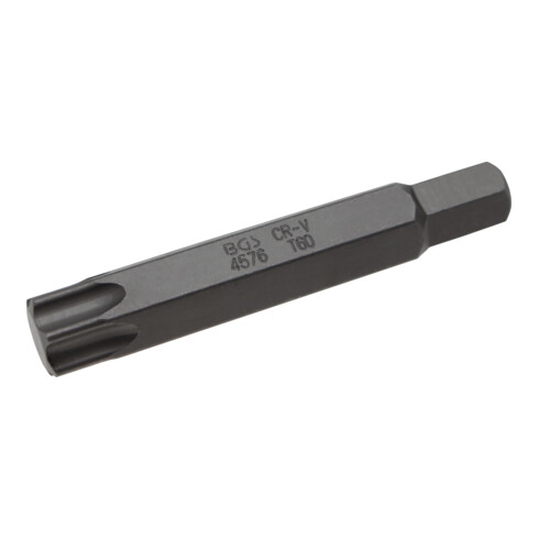 BGS Bit 4576, Länge 75 mm, Antrieb Außensechskant 10 mm, T-Profil (für Torx) T60