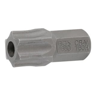 BGS Bit 4660, Länge 30 mm, Antrieb Außensechskant 10 mm (3/8"), T-Profil (für TX) mit Bohrung T60