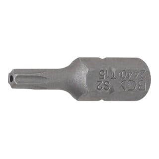 BGS Bit Antrieb Außensechskant 6,3 mm (1/4") T-Profil (für TX) mit Bohrung T15