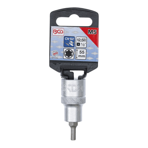 BGS Bit-Einsatz 4150, Antrieb Innenvierkant 12,5 mm (1/2"), Keil-Profil (für RIBE) M5