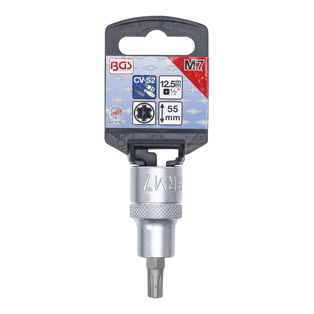 BGS Bit-Einsatz 4152, Antrieb Innenvierkant 12,5 mm (1/2"), Keil-Profil (für RIBE) M7