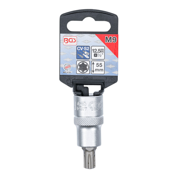 BGS Bit-Einsatz 4154, Antrieb Innenvierkant 12,5 mm (1/2"), Keil-Profil (für RIBE) M9