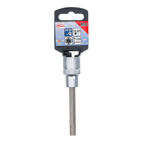 BGS Bit-Einsatz 4163, Länge 100 mm, Antrieb Innenvierkant 12,5 mm (1/2"), Keil-Profil (für RIBE) M8