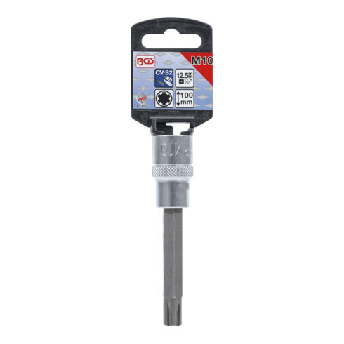 BGS Bit-Einsatz 4165, Länge 100 mm, Antrieb Innenvierkant 12,5 mm (1/2"), Keil-Profil (für RIBE) M10