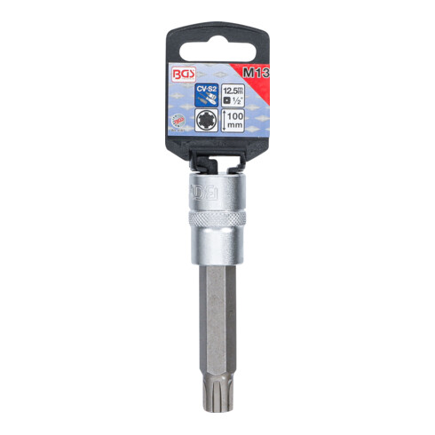 BGS Bit-Einsatz 4167, Länge 100 mm, Antrieb Innenvierkant 12,5 mm (1/2"), Keil-Profil (für RIBE) M13
