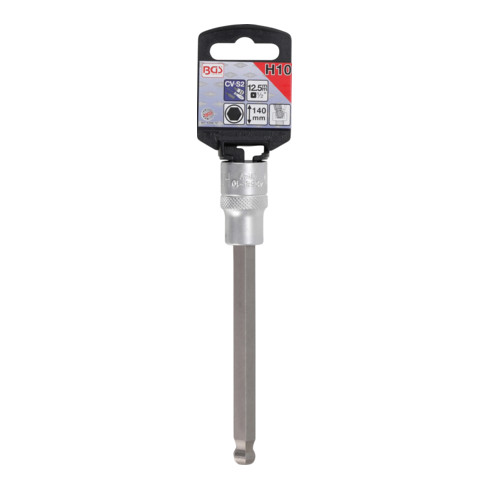BGS Bit-Einsatz 4258-10, Länge 140 mm, Antrieb Innenvierkant 12,5 mm (1/2"), Innensechskant mit Kugelkopf 10 mm