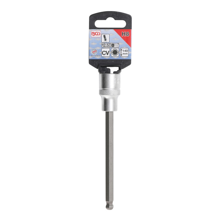 BGS Bit-Einsatz 4258-8, Länge 140 mm, Antrieb Innenvierkant 12,5 mm (1/2"), Innensechskant mit Kugelkopf 8 mm