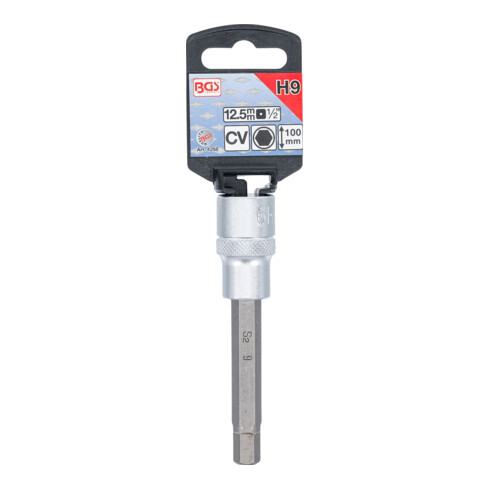 BGS Bit-Einsatz 4268, Länge 100 mm, Antrieb Innenvierkant 12,5 mm (1/2"), Innensechskant 9 mm