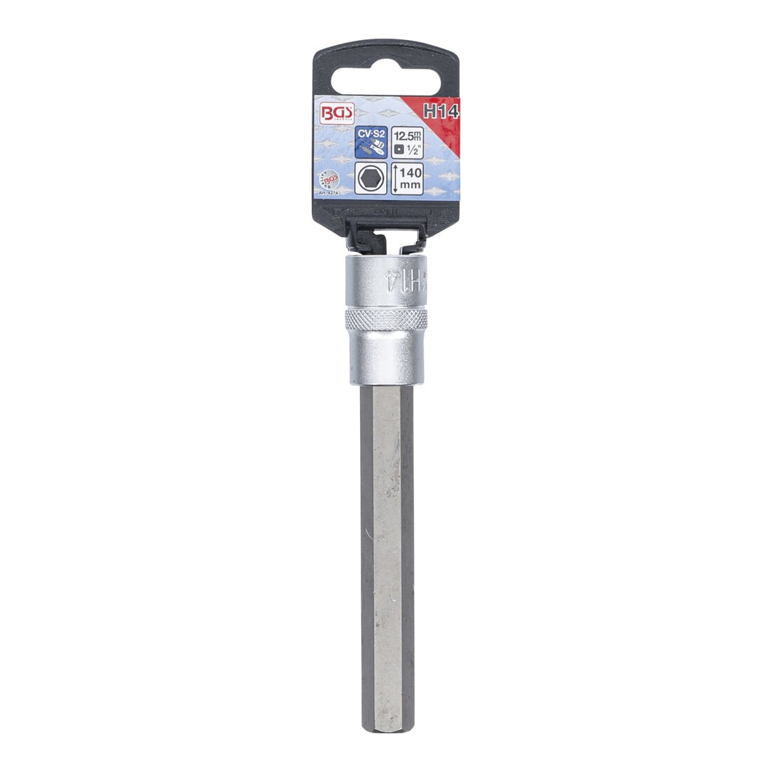 BGS Bit-Einsatz 4274, Länge 140 mm, Antrieb Innenvierkant 12,5 mm (1/2"), Innensechskant 14 mm