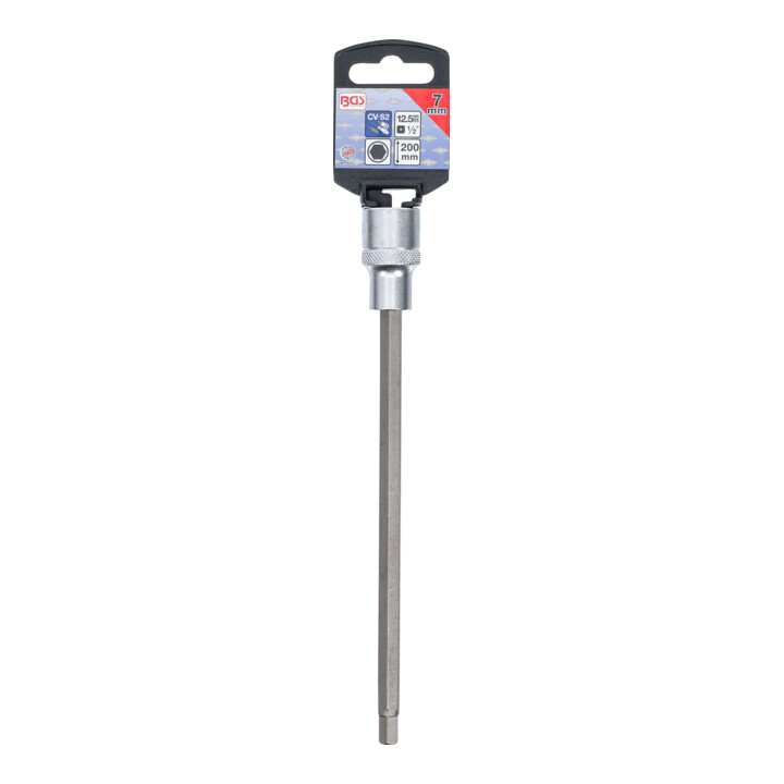 BGS Bit-Einsatz 4277, Länge 200 mm, Antrieb Innenvierkant 12,5 mm (1/2"), Innensechskant 7 mm