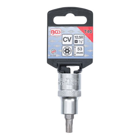 BGS Bit-Einsatz 4326, Antrieb Innenvierkant 12,5 mm (1/2"), T-Profil (für TX) mit Bohrung T40