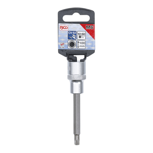 BGS Bit-Einsatz 4360, Länge 100 mm, Antrieb Innenvierkant 12,5 mm (1/2"), Innenvielzahn (für XZN) M6