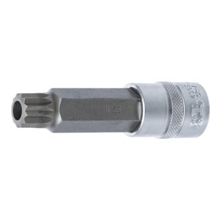 BGS Bit-Einsatz 4365, Länge 100 mm, Antrieb Innenvierkant 12,5 mm (1/2"), Innenvielzahn (für XZN) mit Bohrung M18