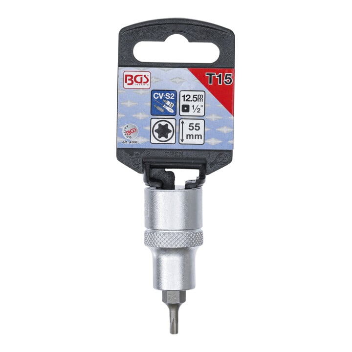 BGS Bit-Einsatz 4368, Antrieb Innenvierkant 12,5 mm (1/2"), T-Profil (für TX) T15
