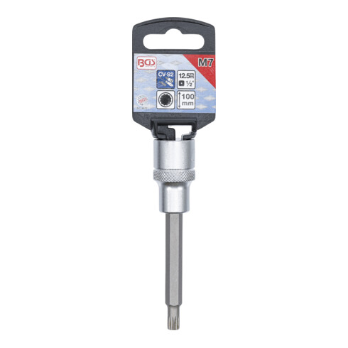 BGS Bit-Einsatz 4432, Länge 100 mm, Antrieb Innenvierkant 12,5 mm (1/2"), Innenvielzahn (für XZN) M7