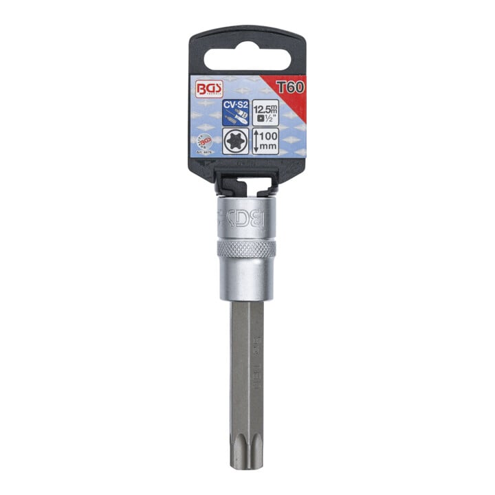 BGS Bit-Einsatz 4476, Länge 100 mm, Antrieb Innenvierkant 12,5 mm (1/2"), T-Profil (für TX) T60