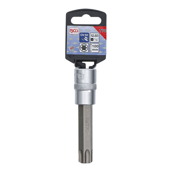 BGS Bit-Einsatz 4477, Länge 100 mm, Antrieb Innenvierkant 12,5 mm (1/2"), T-Profil (für TX) T70