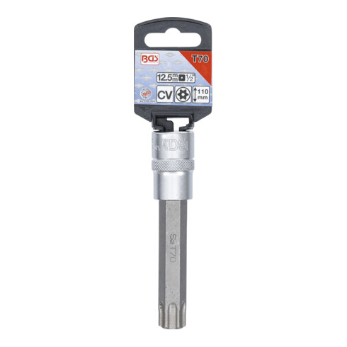 BGS Bit-Einsatz 5103-TB70, Länge 110 mm, Antrieb Innenvierkant 12,5 mm (1/2"), T-Profil (für Torx) mit Bohrung T70