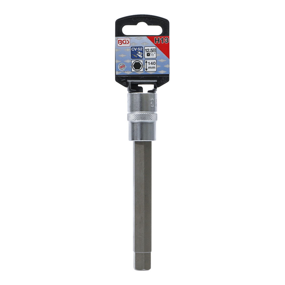 BGS Bit-Einsatz 5184-H13, Länge 140 mm, Antrieb Innenvierkant 12,5 mm (1/2"), Innensechskant 13 mm